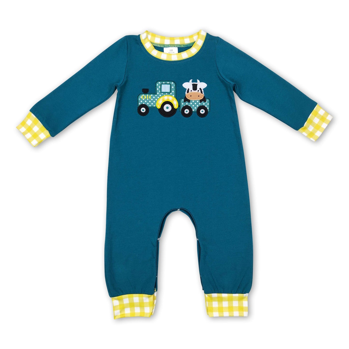 Baby-Strampler mit Kuh-Traktor-Motiv und langen Ärmeln für Jungen