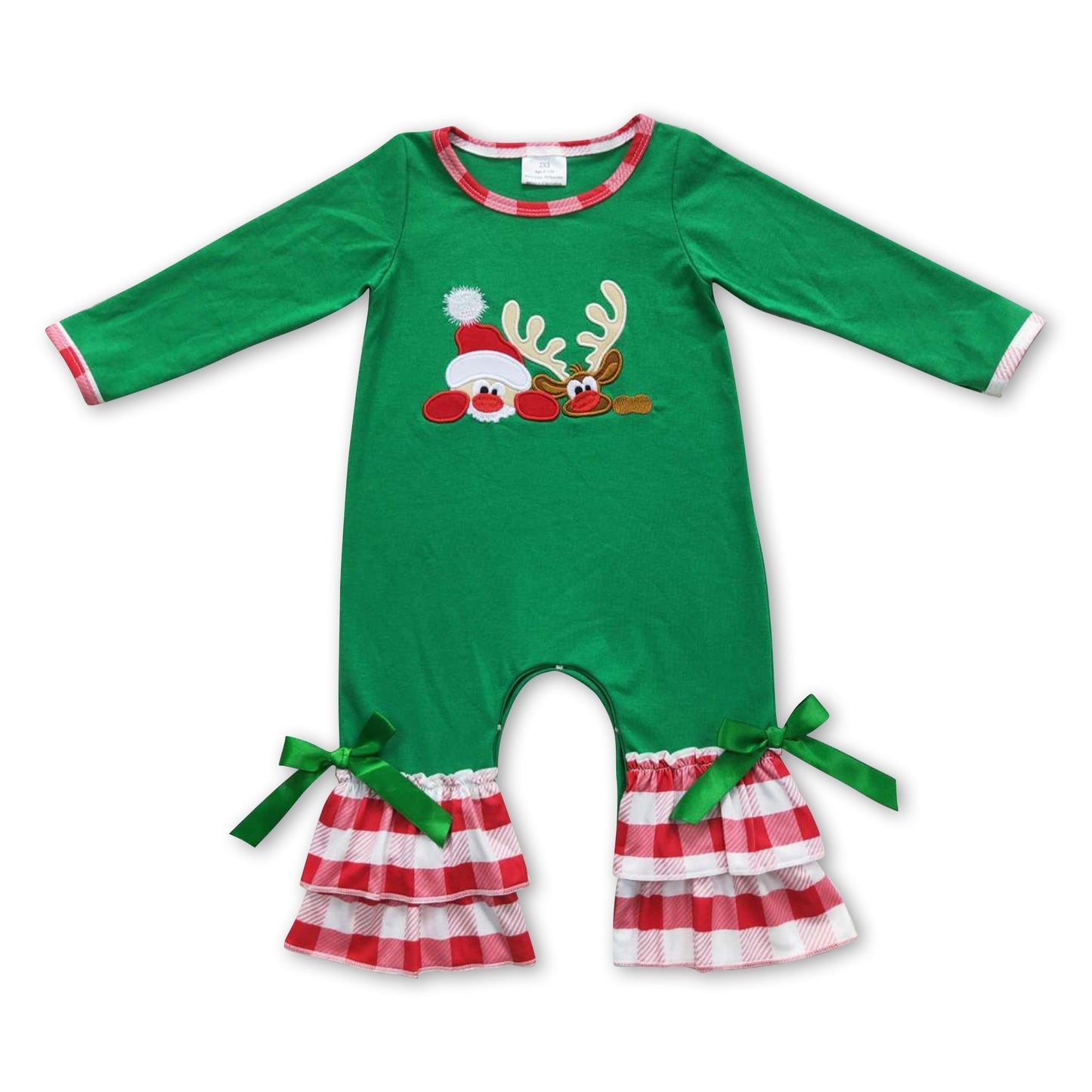 Grüner Hirsch Rüschen Strampler für Baby Mädchen Weihnachten