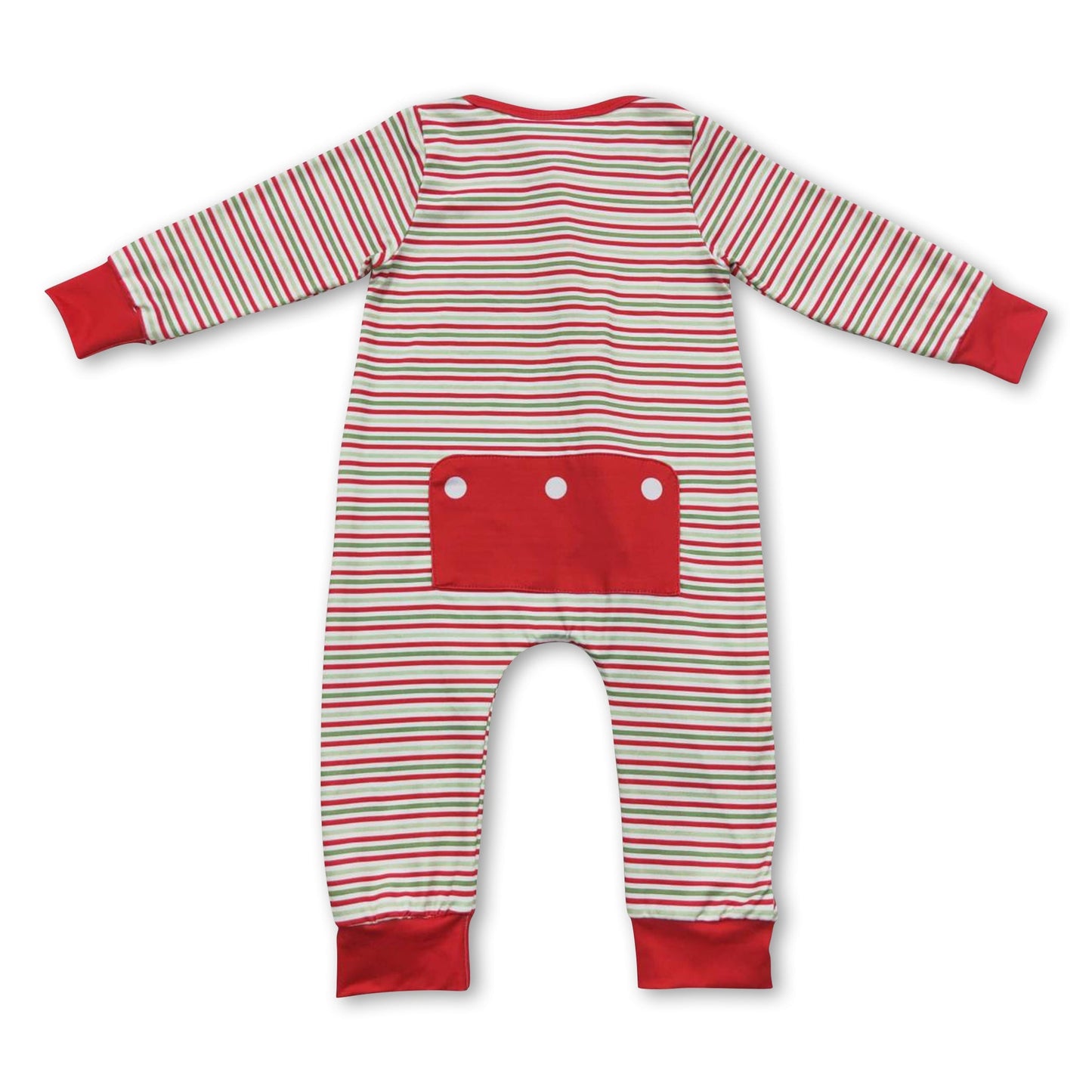 Weihnachtsstrampler für Babys mit Reißverschluss, rot-grün gestreift
