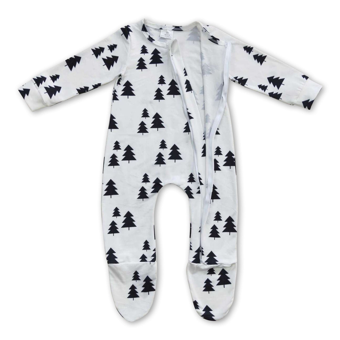 Weihnachtsbaum Baby Mädchen Rüschen Strampler mit Füßen und Reißverschluss