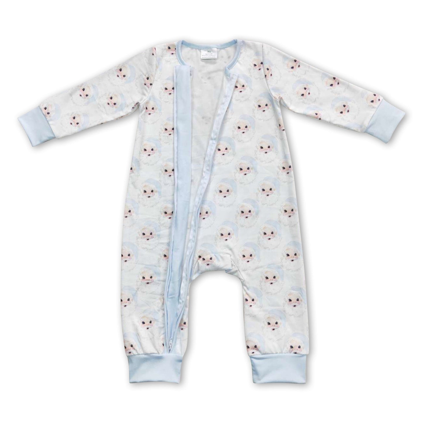 Blauer Weihnachtsstrampler mit Reißverschluss für Babyjungen