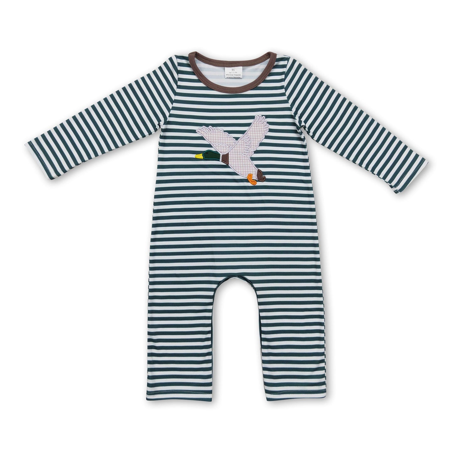 Langarm gestreifter Enten-Baby-Jungen-Jagd-Strampler