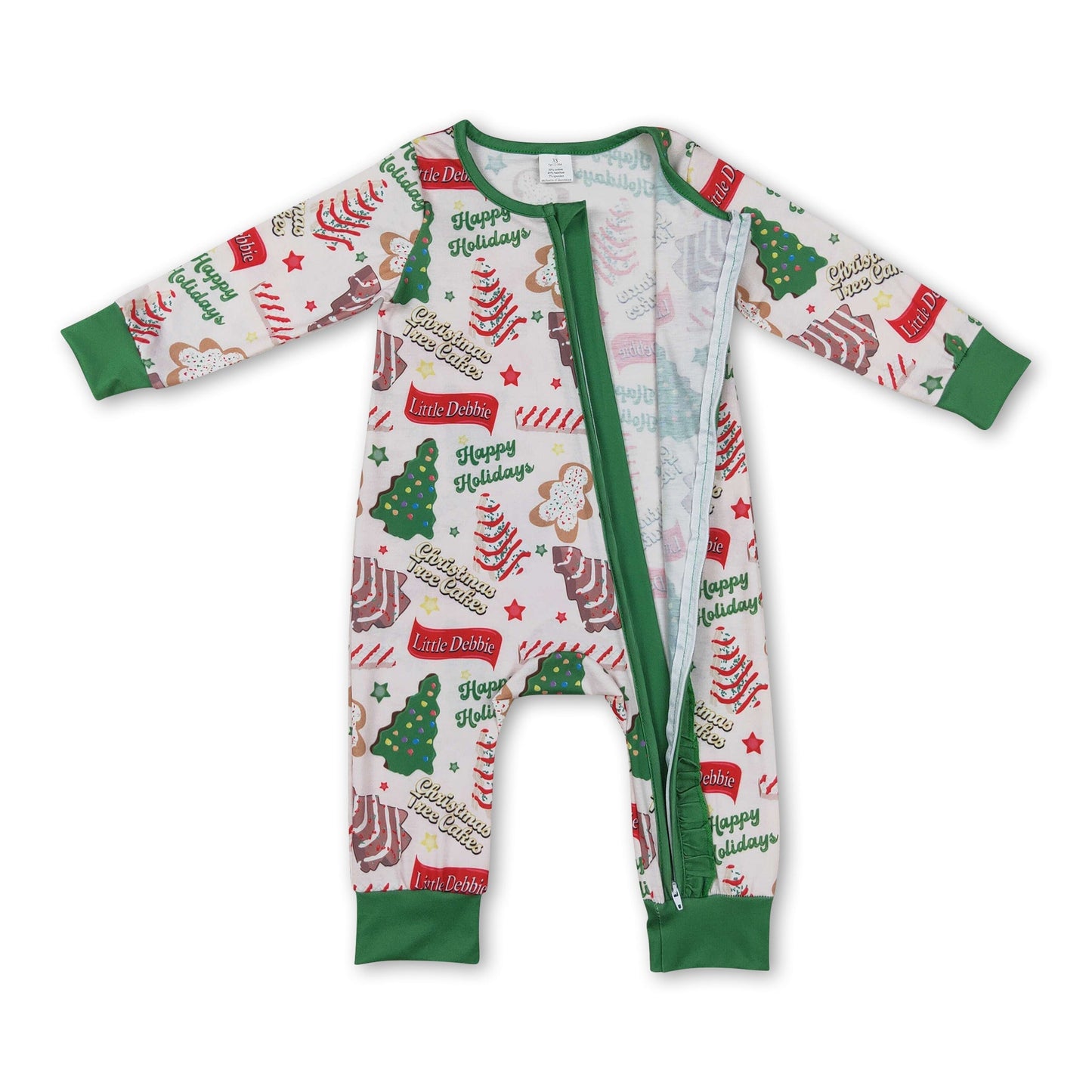 Weihnachtsbaumkuchen Lebkuchen Baby Mädchen Reißverschluss Strampler