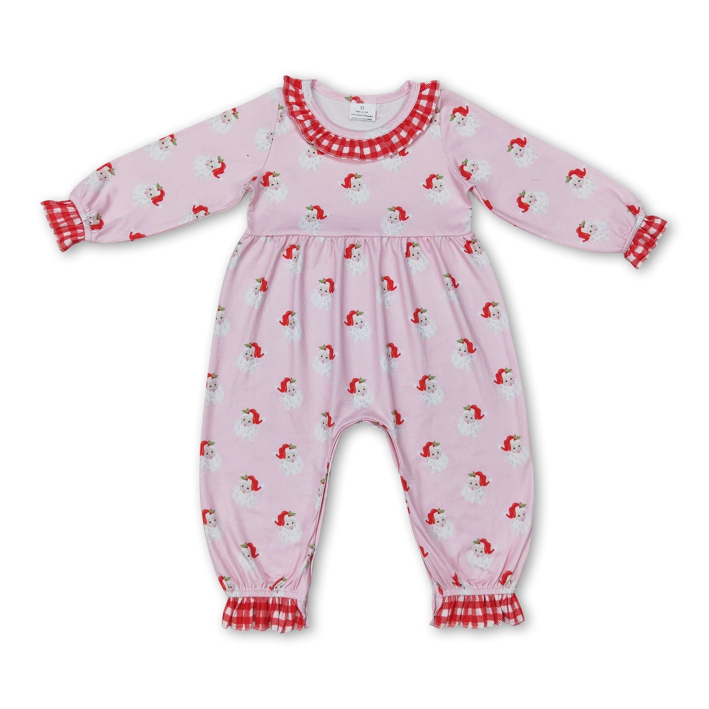 Langärmeliger rosa Weihnachtsstrampler für Babymädchen