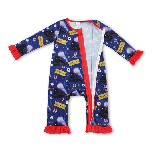 Zug Baby Mädchen Weihnachtsstrampler mit Reißverschluss