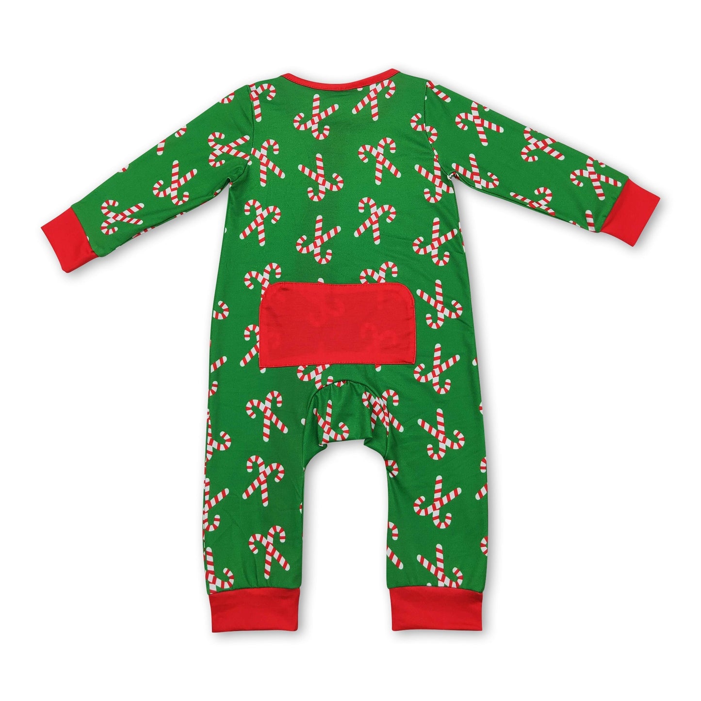 Grüner Zuckerstangen-Strampler mit Reißverschluss für Baby Jungen zu Weihnachten