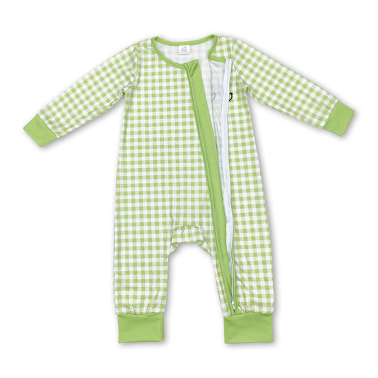 Grüner karierter Strampler mit langen Ärmeln für Babys zu Weihnachten