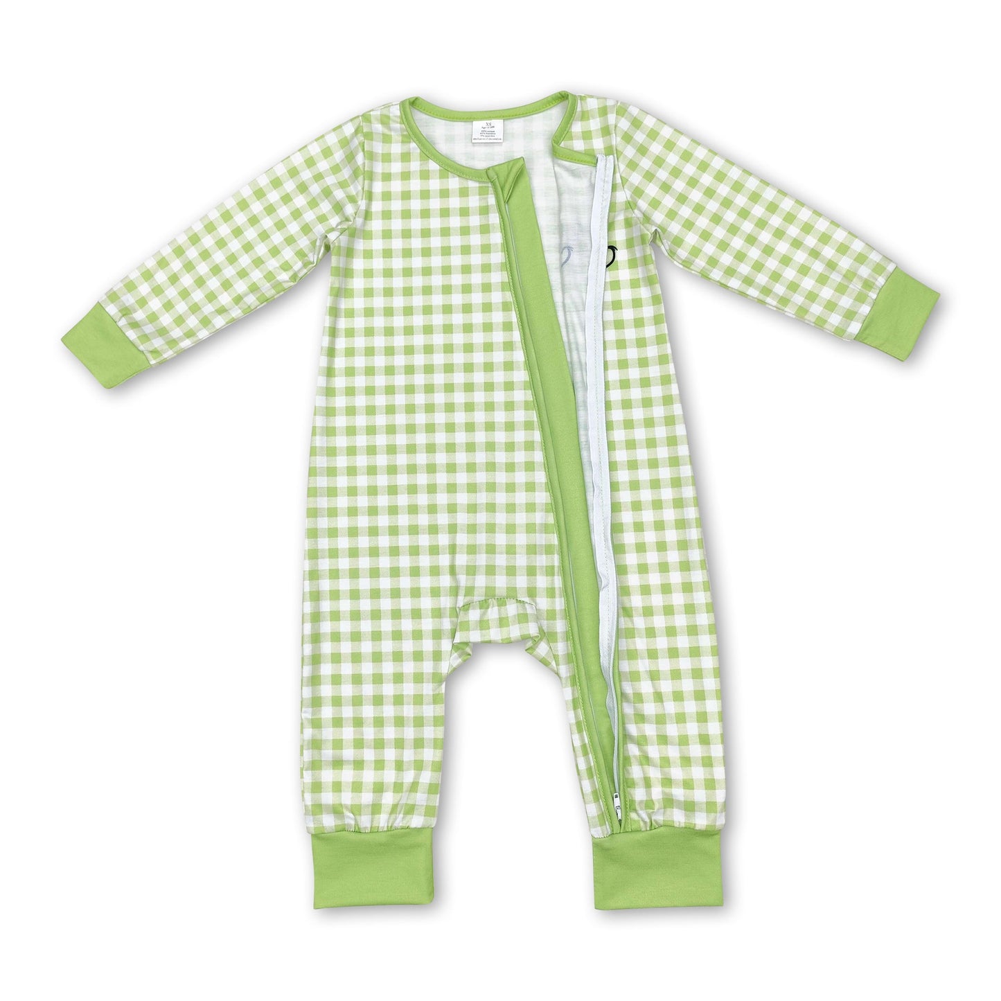 Grüner karierter Strampler mit langen Ärmeln für Babys zu Weihnachten