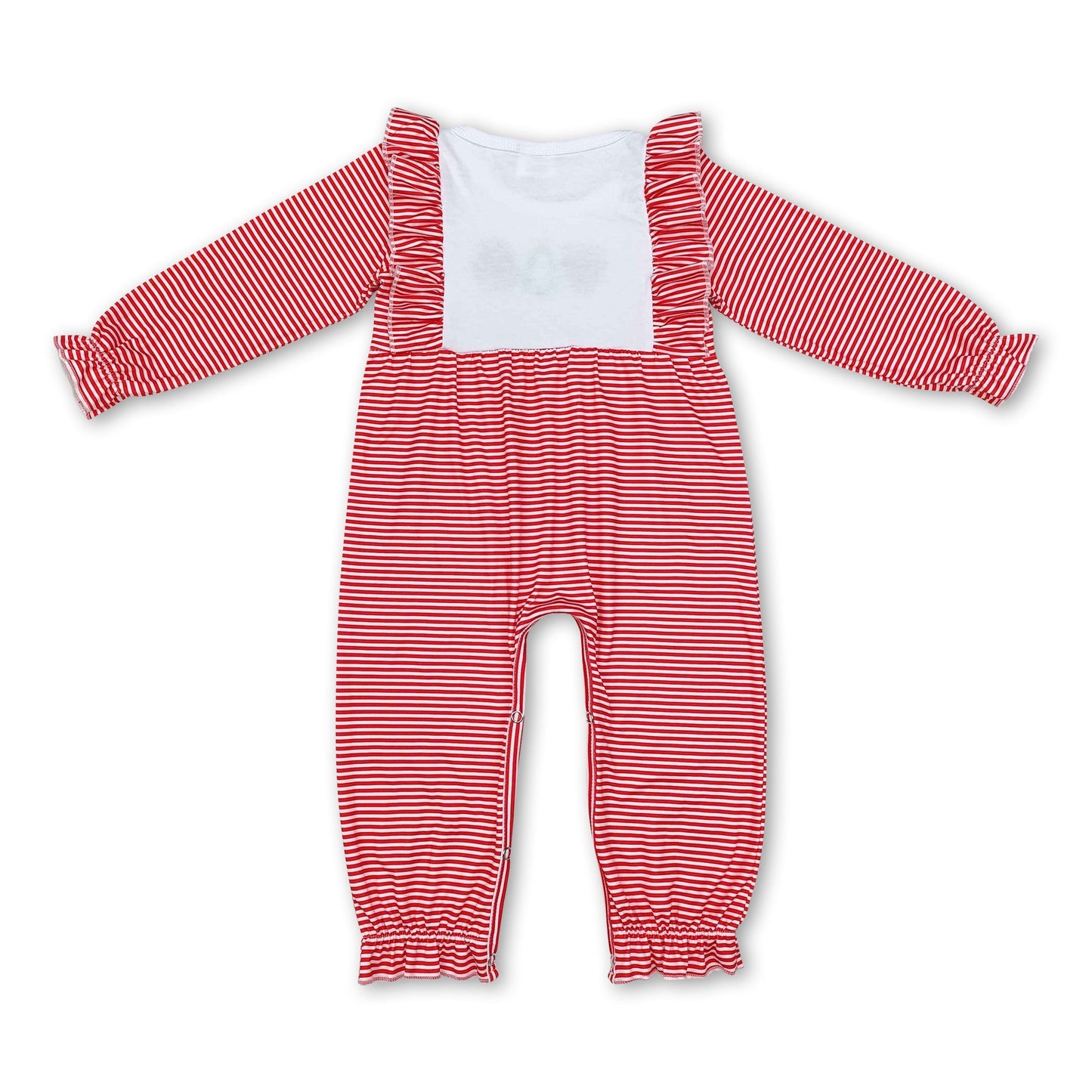 Rot gestreifter Weihnachtsmann-Hirsch-Weihnachtsbaum-Baby-Mädchen-Strampler