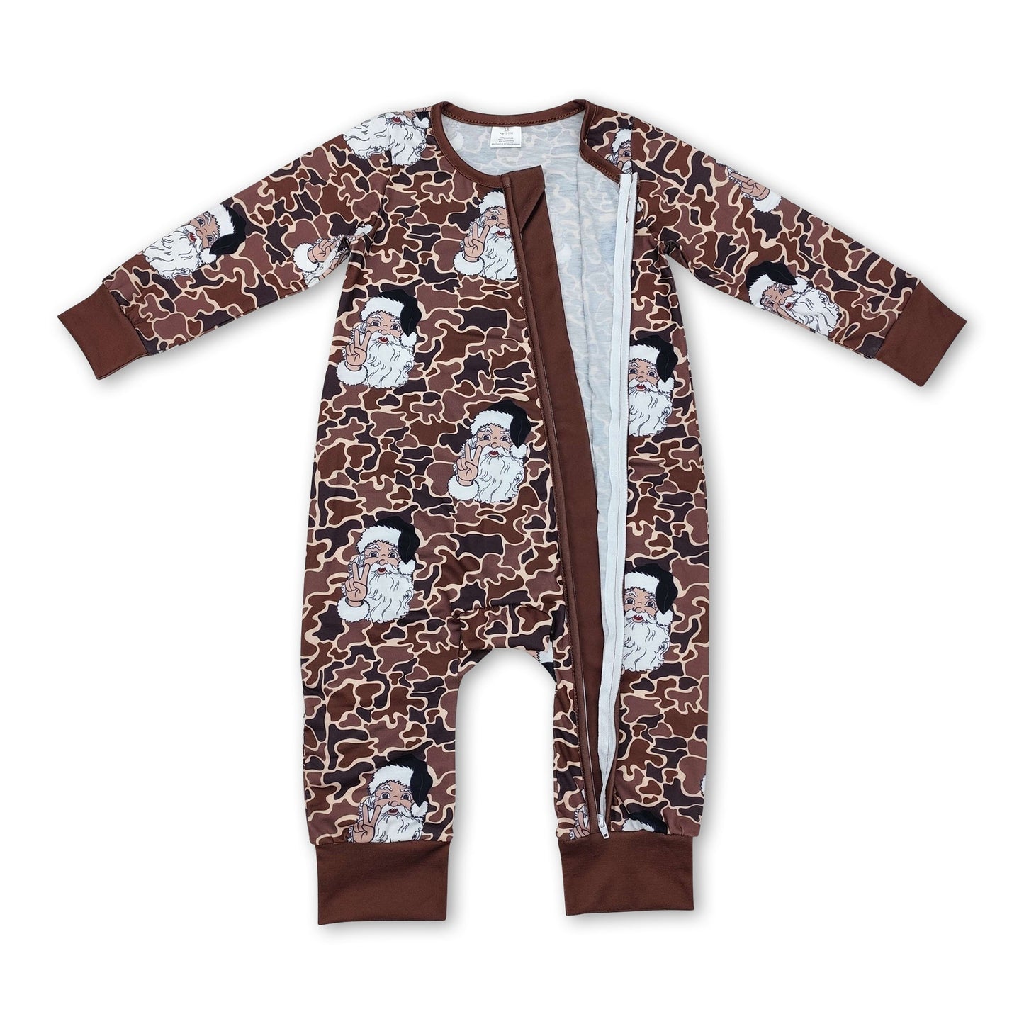 Langarm Camo Weihnachtsmann Baby Jungen Strampler mit Reißverschluss