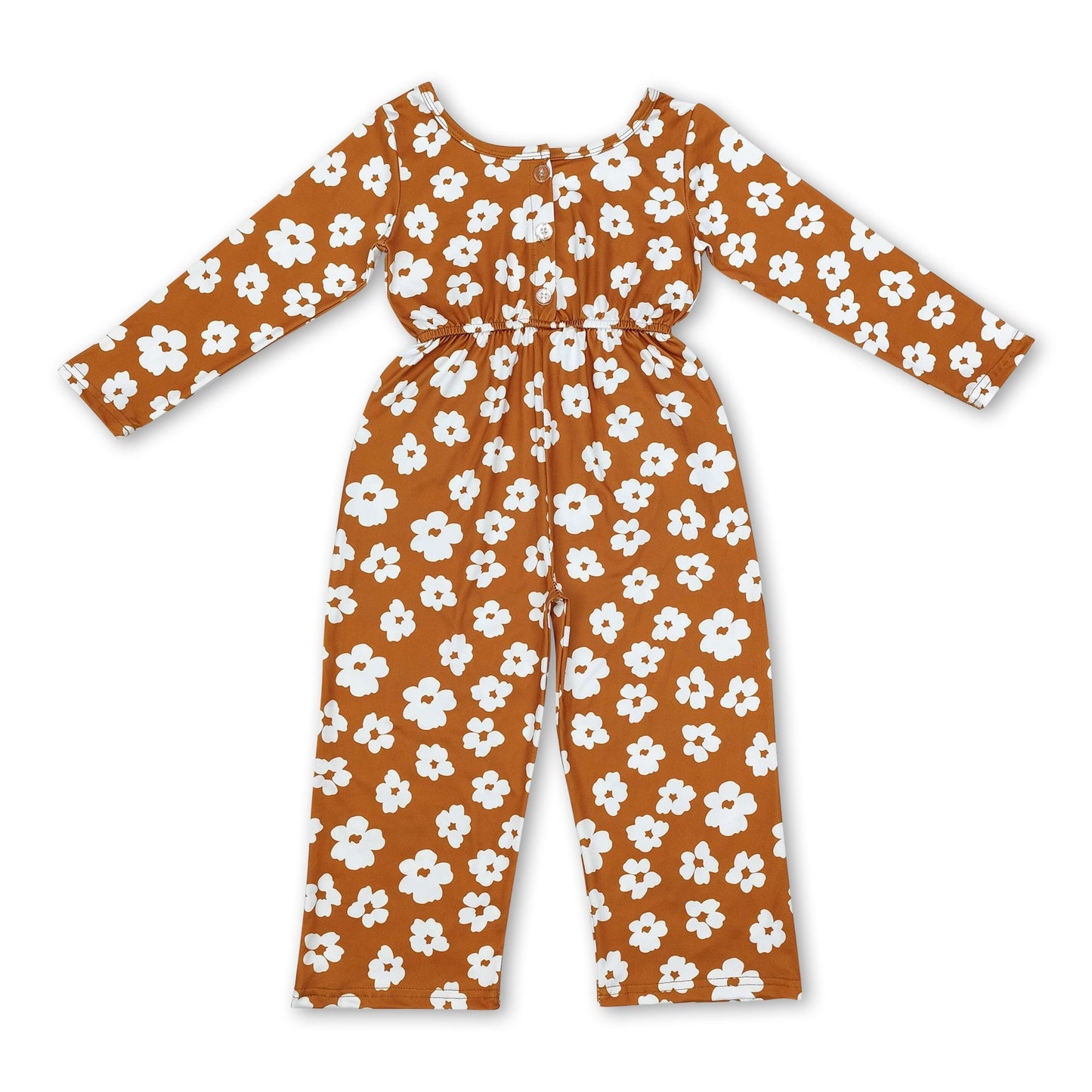 Langarm braun Blumen Kinder Mädchen Jumpsuit