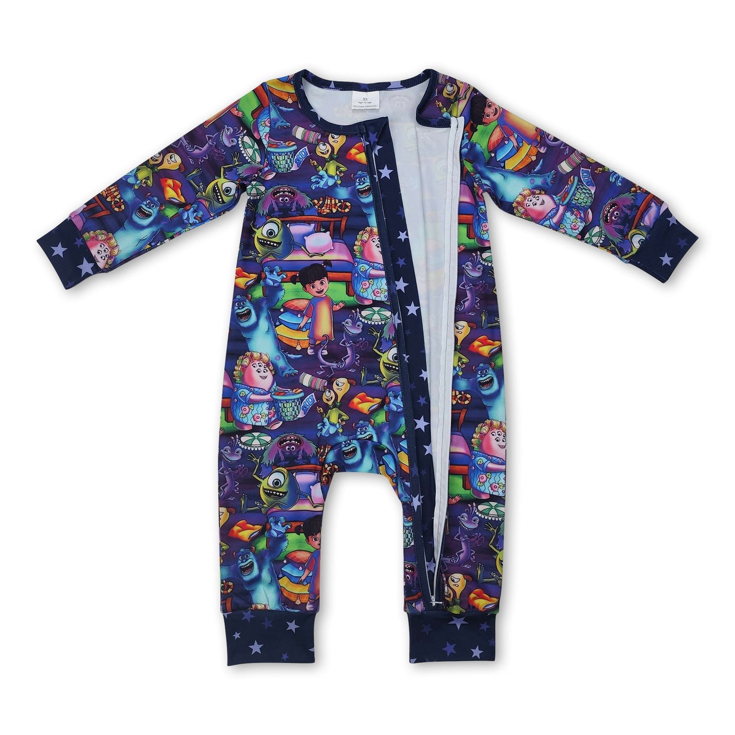Lila Langarm-Monster-Baby-Strampler mit Reißverschluss
