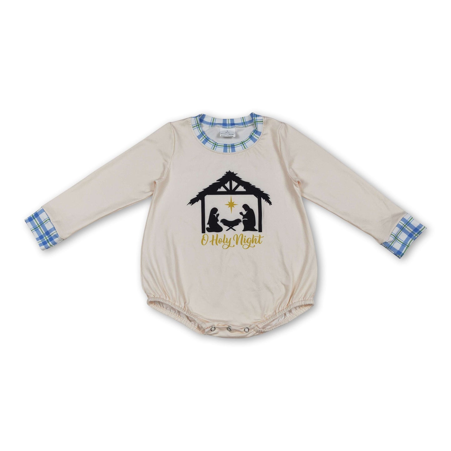 Langarm karierter Krippen-Baby-Jungen-Weihnachts-Strampler