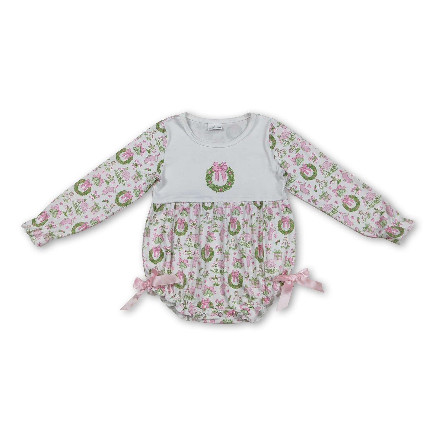 Rosa Schleife Socken Ornamente Mädchen Weihnachtsstrampler