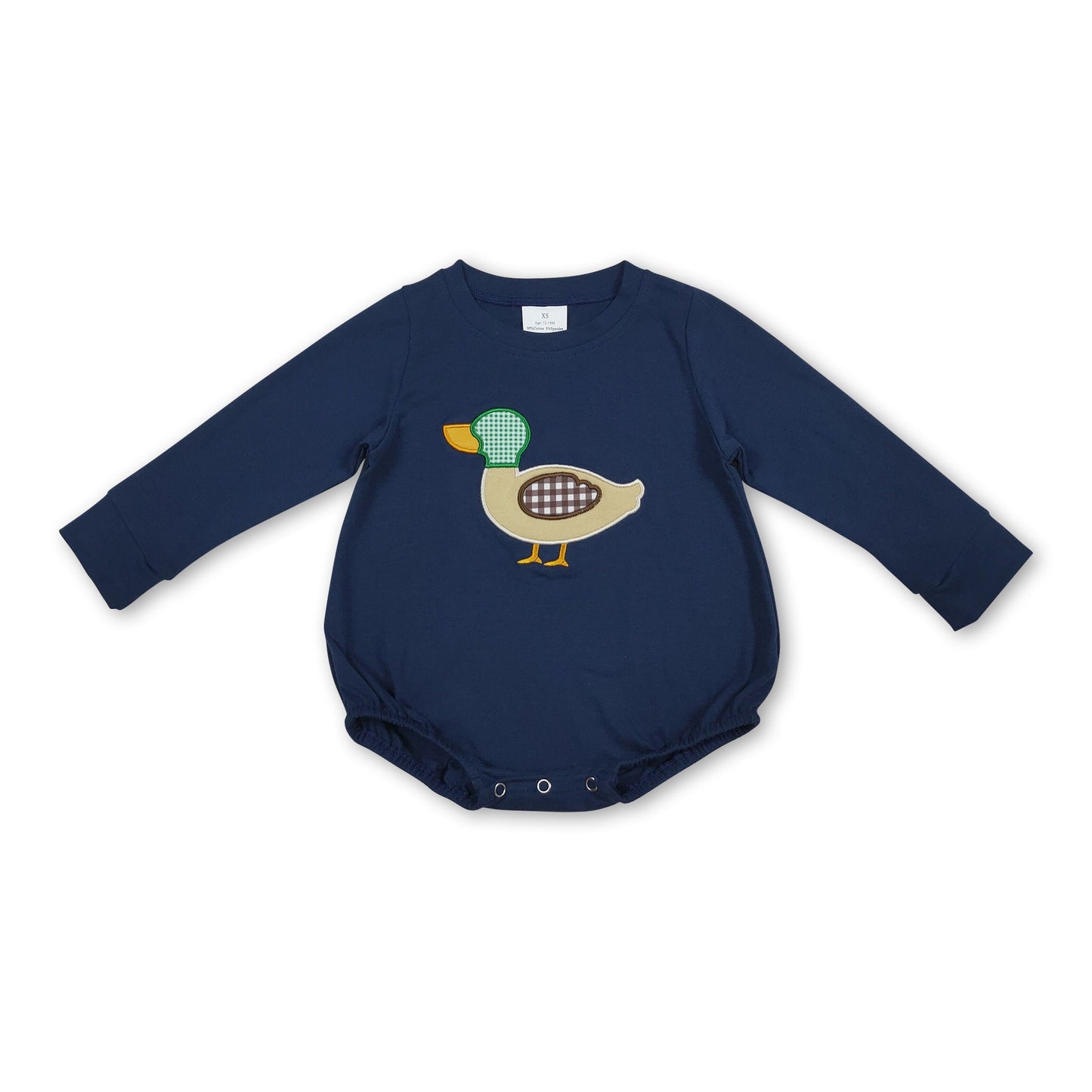 Marineblauer Langarm-Strampler für Baby-Jungen mit Entenjagd-Motiv