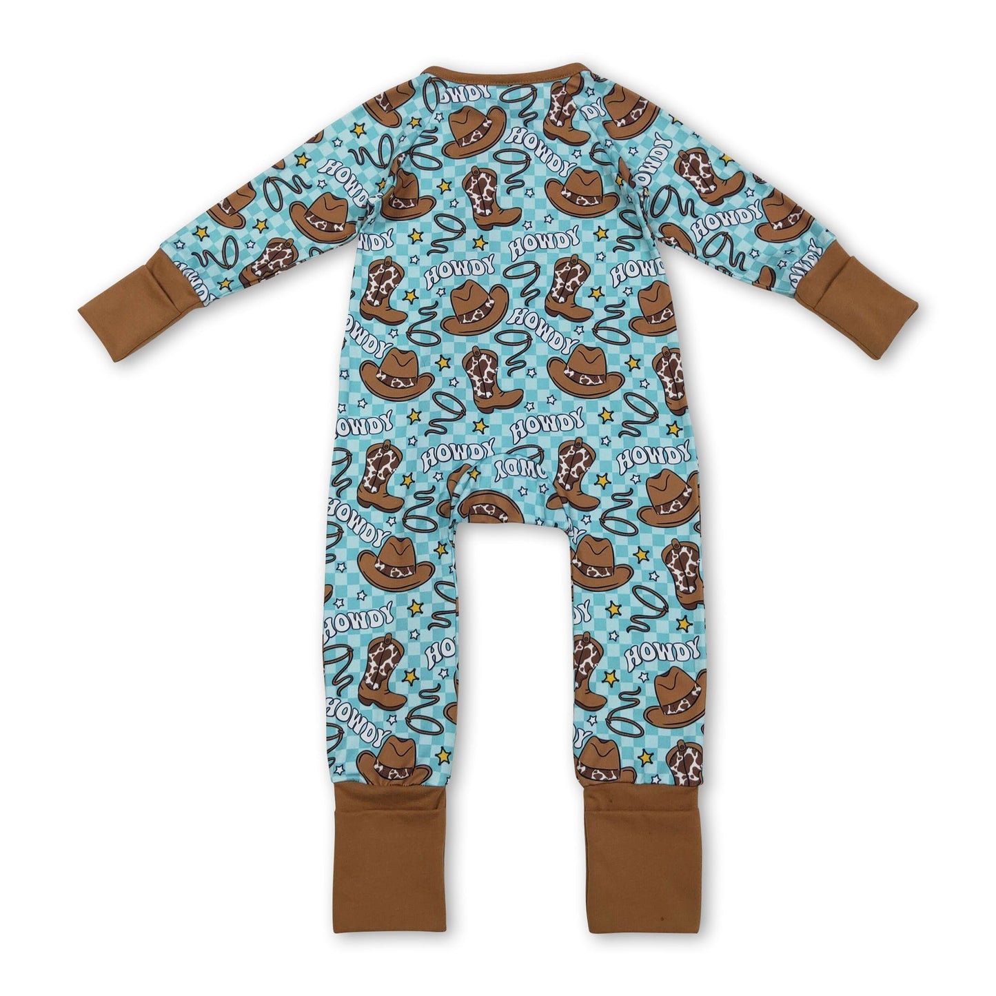 Cowboy Stiefel Howdy Blumiger Western Strampler mit Reißverschluss für Baby Jungen