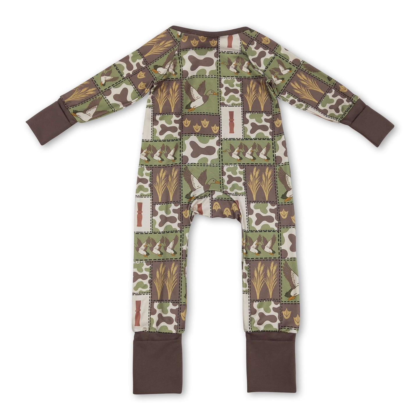 Langarm Enten-Camo-Strampler mit Reißverschluss für Babys und Kinder