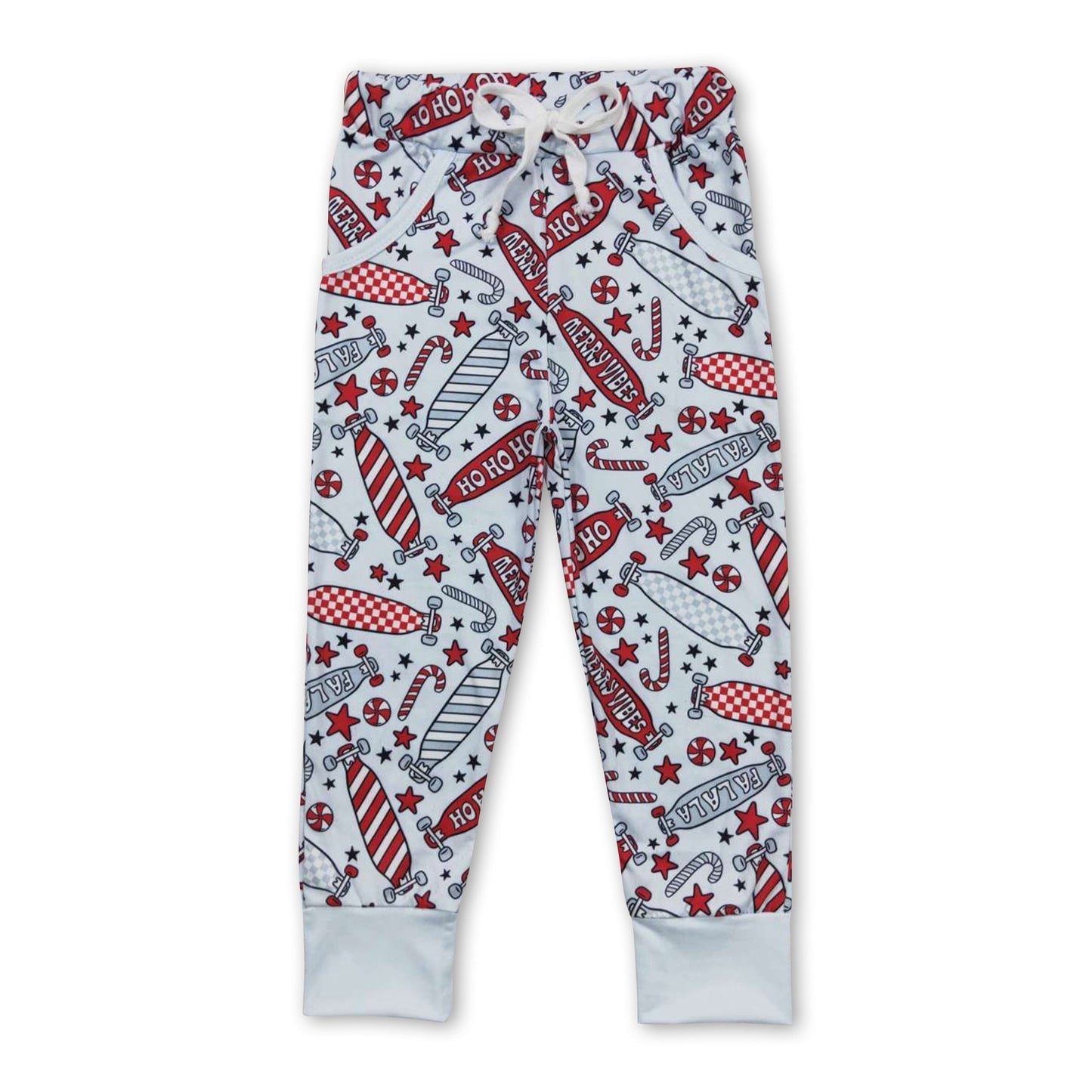 Rotes Skateboard Zuckerstange Baby Kinder Weihnachtstaschen Hose