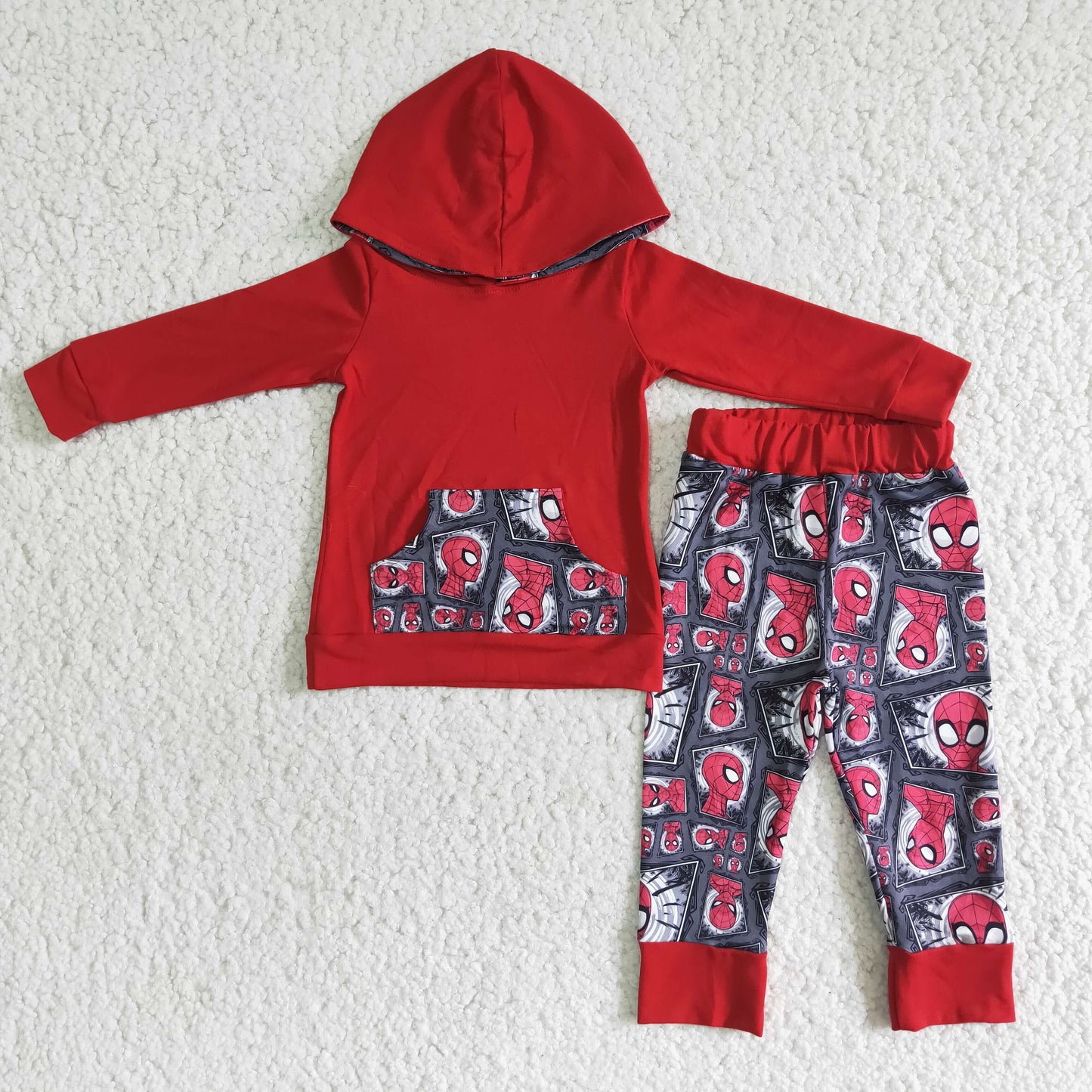 Rote Spinnen-Kapuzenpullover für Jungen mit langen Ärmeln