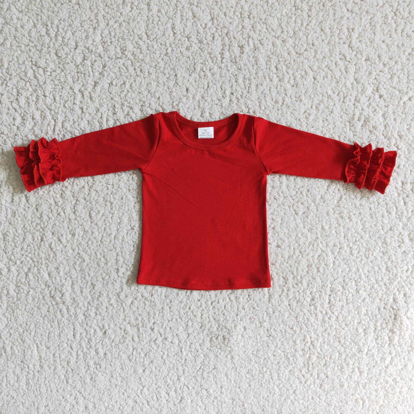Rotbaumwolle Zuckerguss Rüsche Top Mädchen Shirt