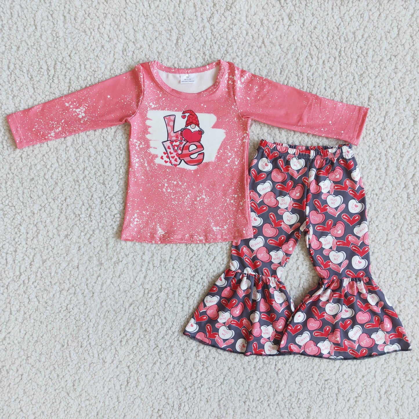 Liebe Gnomies Hemd Herzaufdruck Hose Baby Mädchen Valentinskleidung
