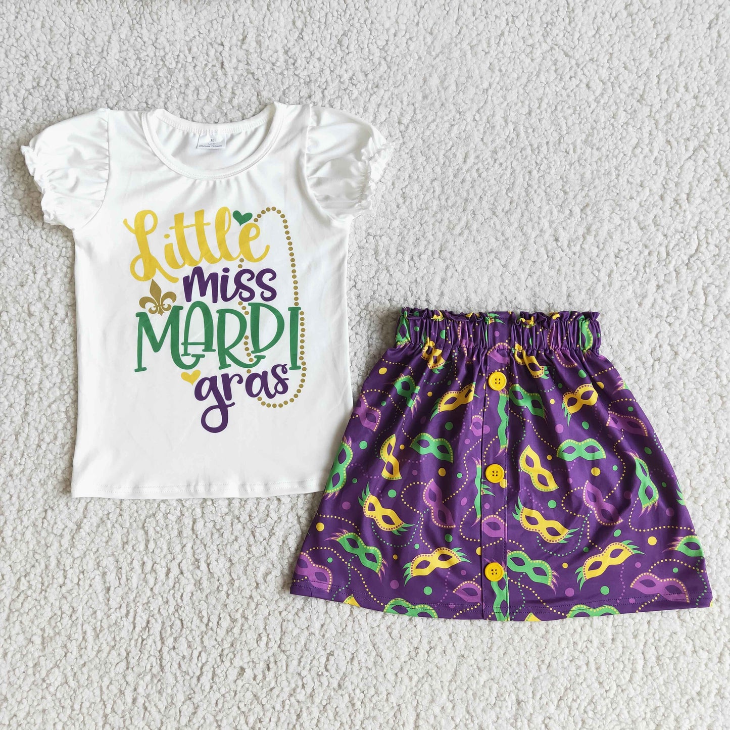 Little Miss Mardi Gras Shirt Rock Baby Mädchen Kleider Set