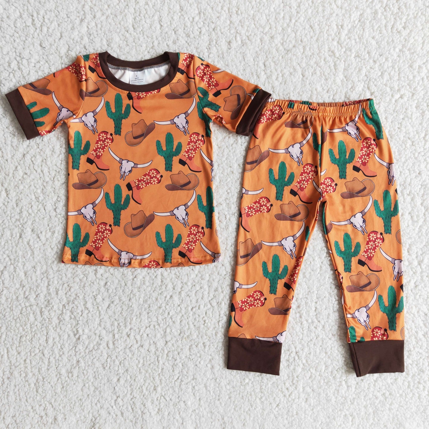 Kurzarm-Kaktusstiefel-Jungen-Boutique-Pyjama