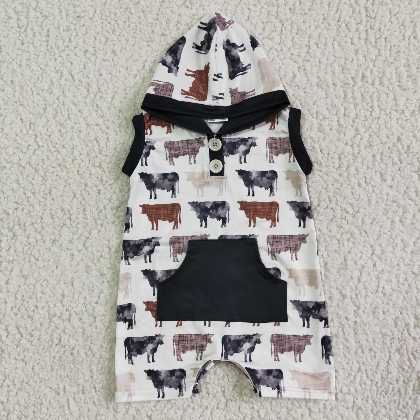Baby-Kapuzen-Strampler im Kuh-Print für Jungen