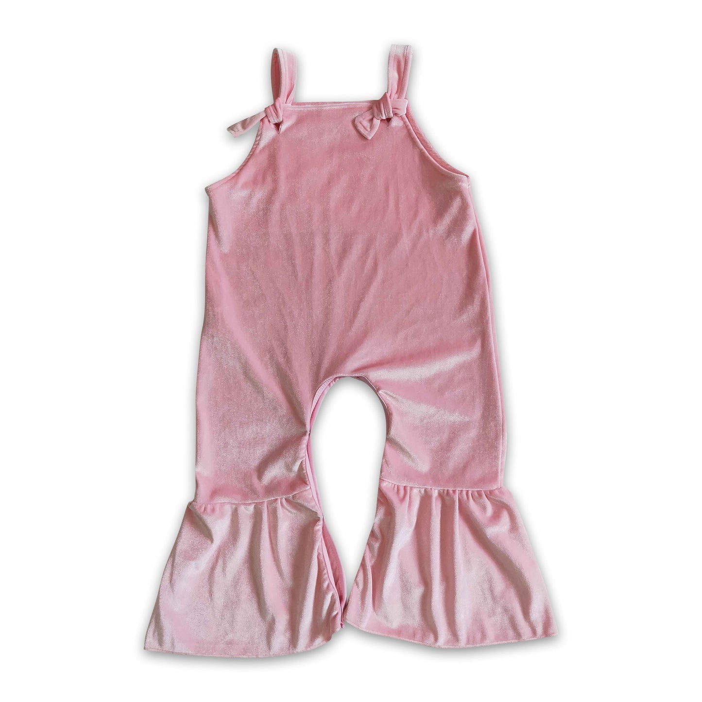 Rosa Samthose in voller Länge für Babymädchen, Herbst-Jumpsuit