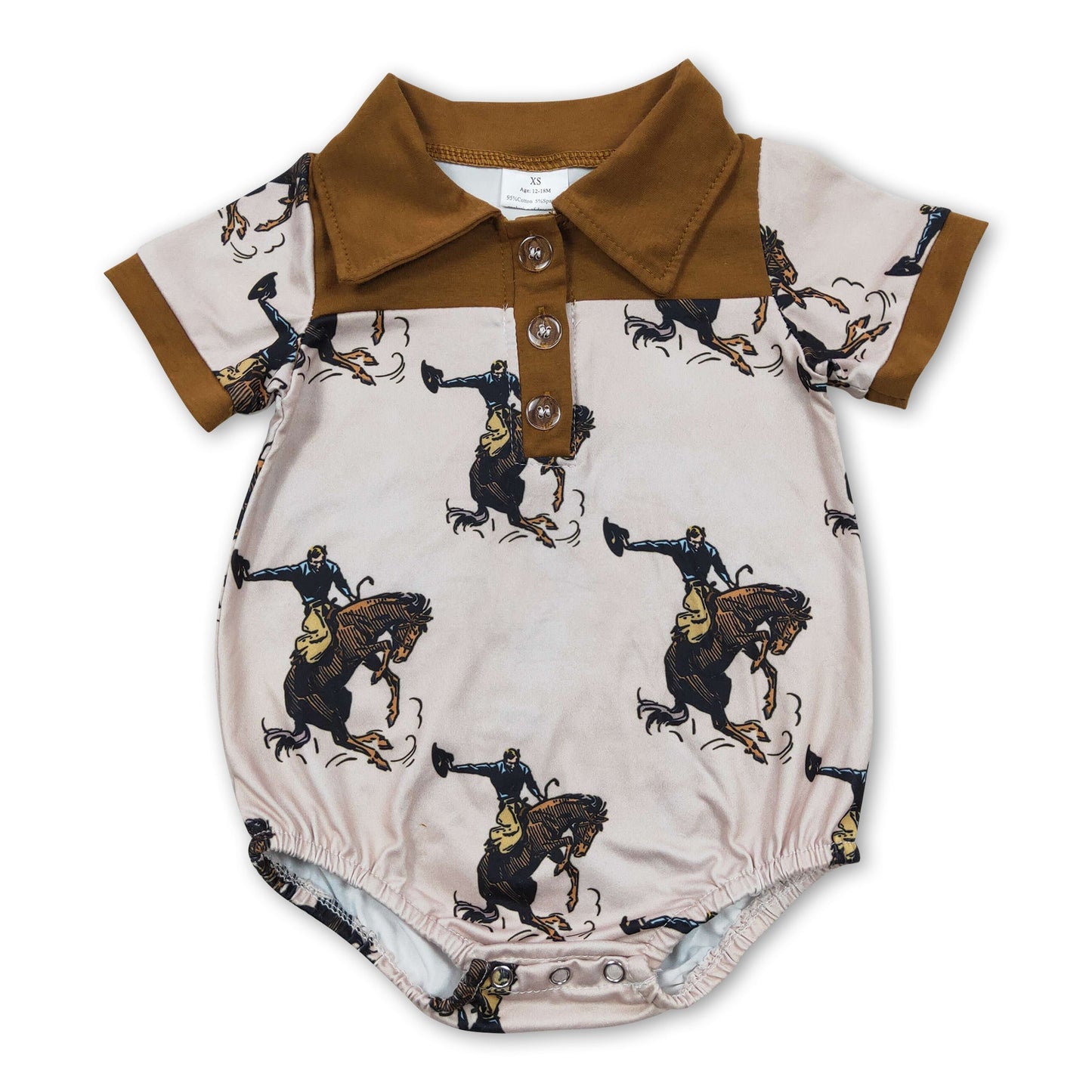 Kurzarm-Pferde-Rodeo-Baby-Strampler für Jungen im Western-Stil