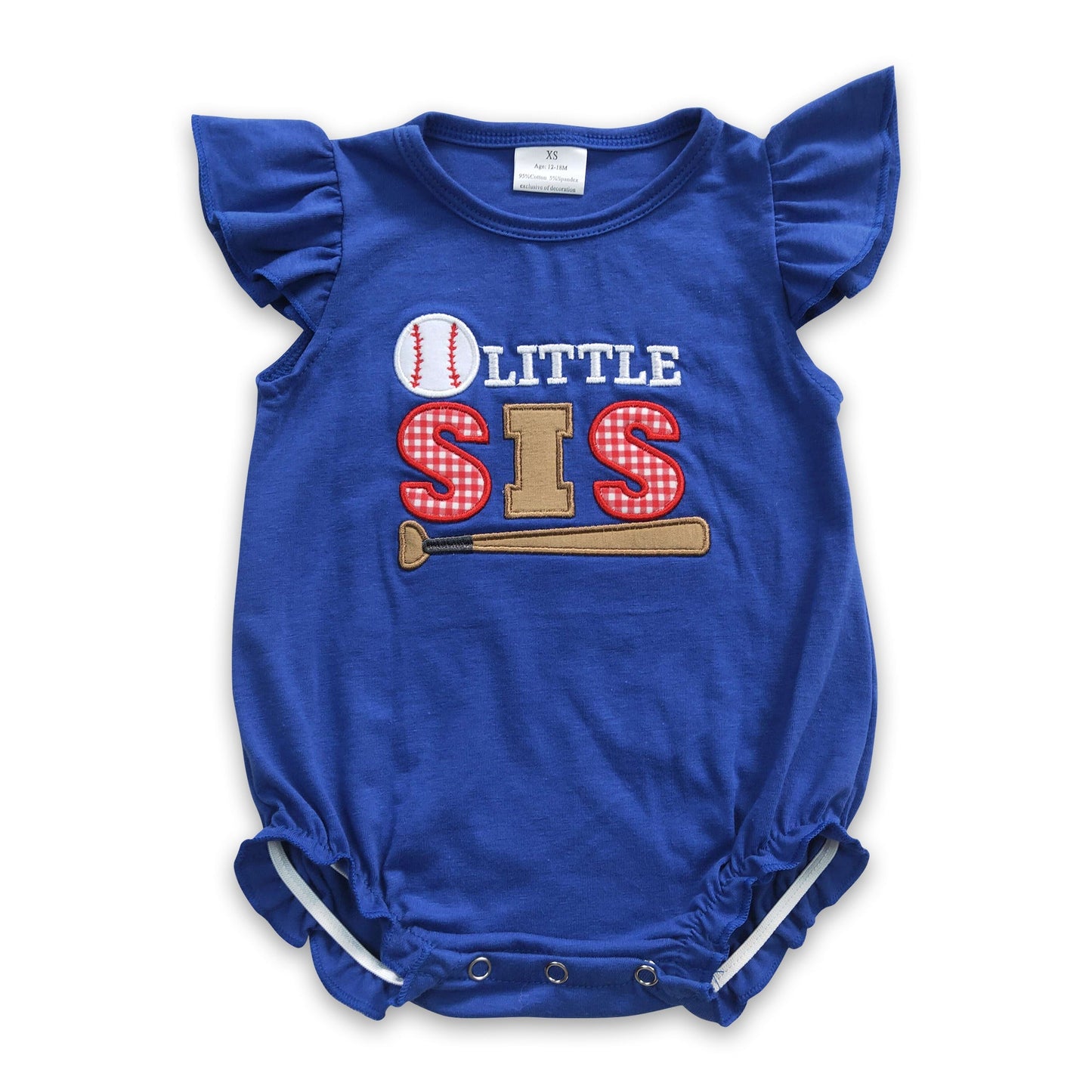 Kleiner Schwester Baseball-Stickerei Baby Mädchen Strampler