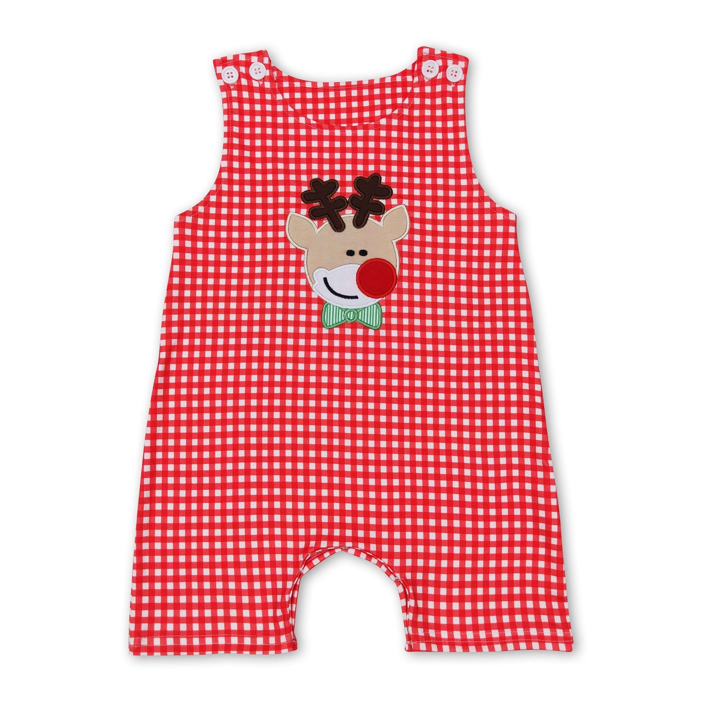 Rotkarierter Elch-Strampler für Baby-Jungen zu Weihnachten