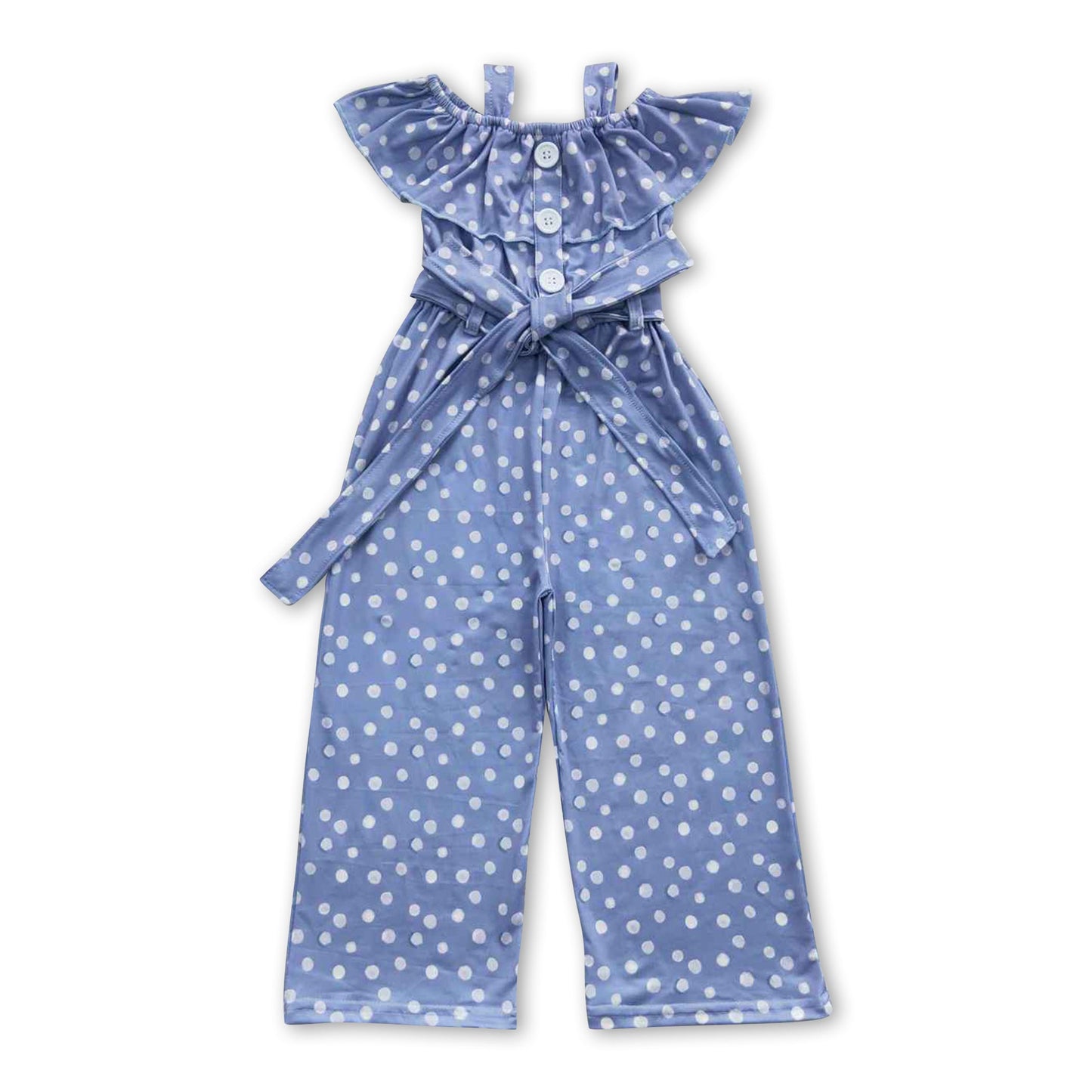 Ärmelloser blauer Tupfen-Strampler für Baby-Mädchen