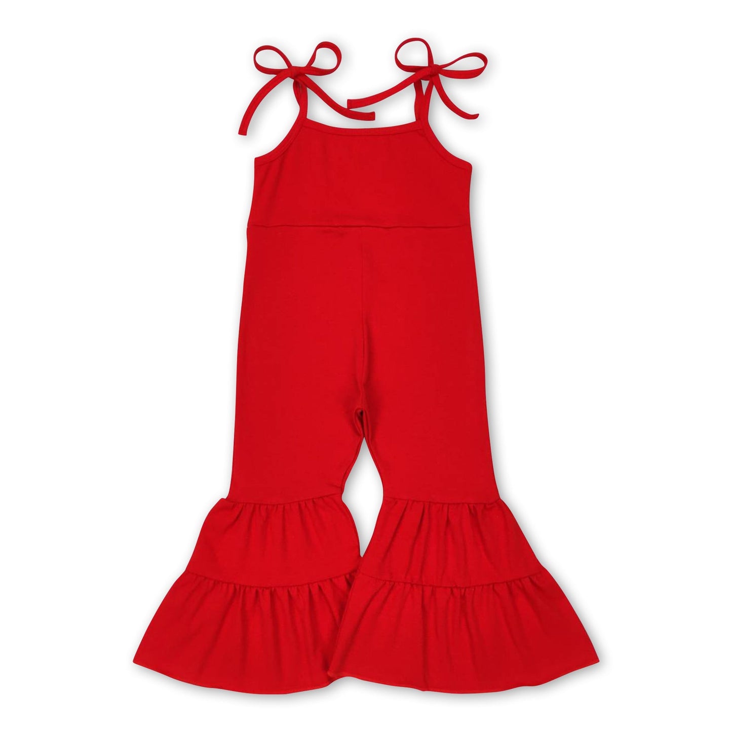 Ärmelloser roter Schlaghosen-Strampler für Baby-Mädchen