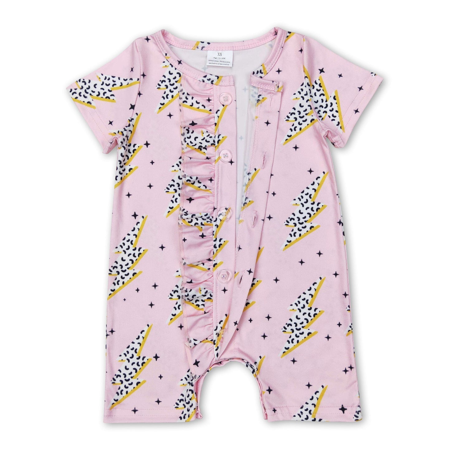 Short sleeves pink thunder western baby girls romper