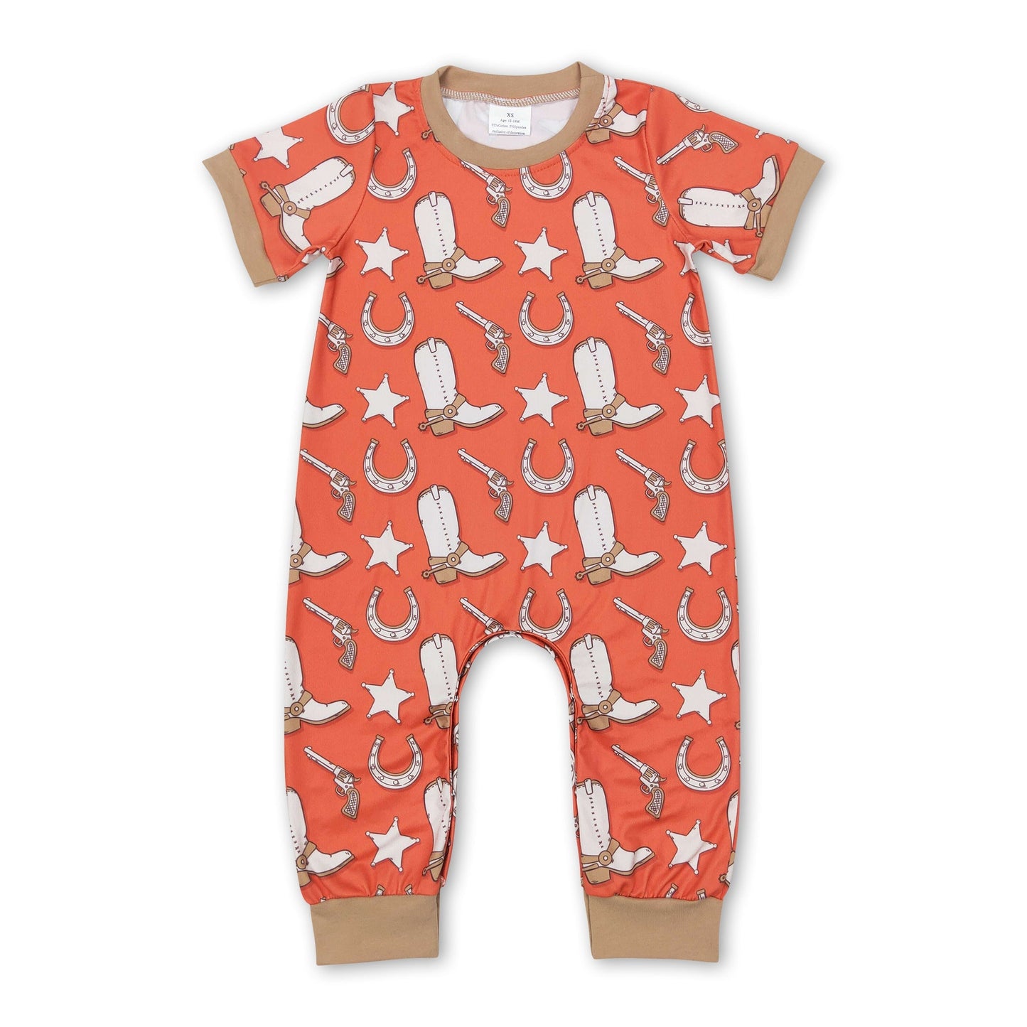 Kurzarm-Stiefel-Hufeisen-Baby-Westernstrampler