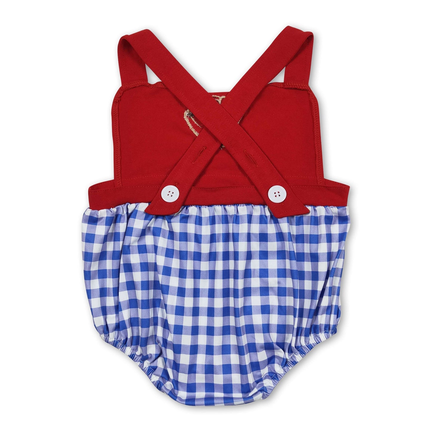 Ärmelloser rot-blau karierter Baseball-Strampler für Babyjungen