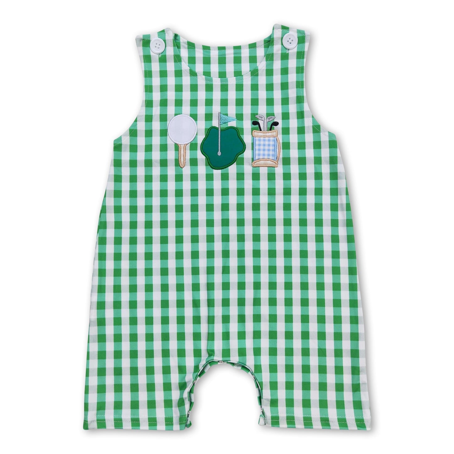 Ärmelloser Baby-Jungen-Sommerstrampler im grün karierten Golf-Look