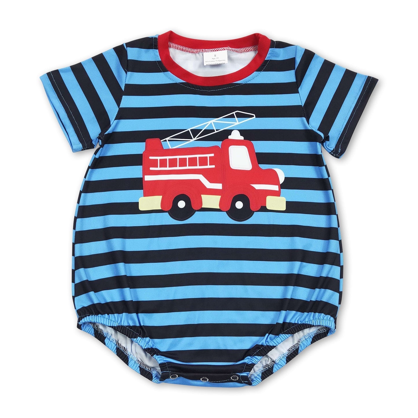 Kurzarm-Strampler für Baby-Jungen mit Feuerwehr-Streifenmuster