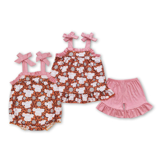 Trägerkleidchen, Daddy's Girl, Leopardenmuster, Blumenmuster, Baby-Strampler