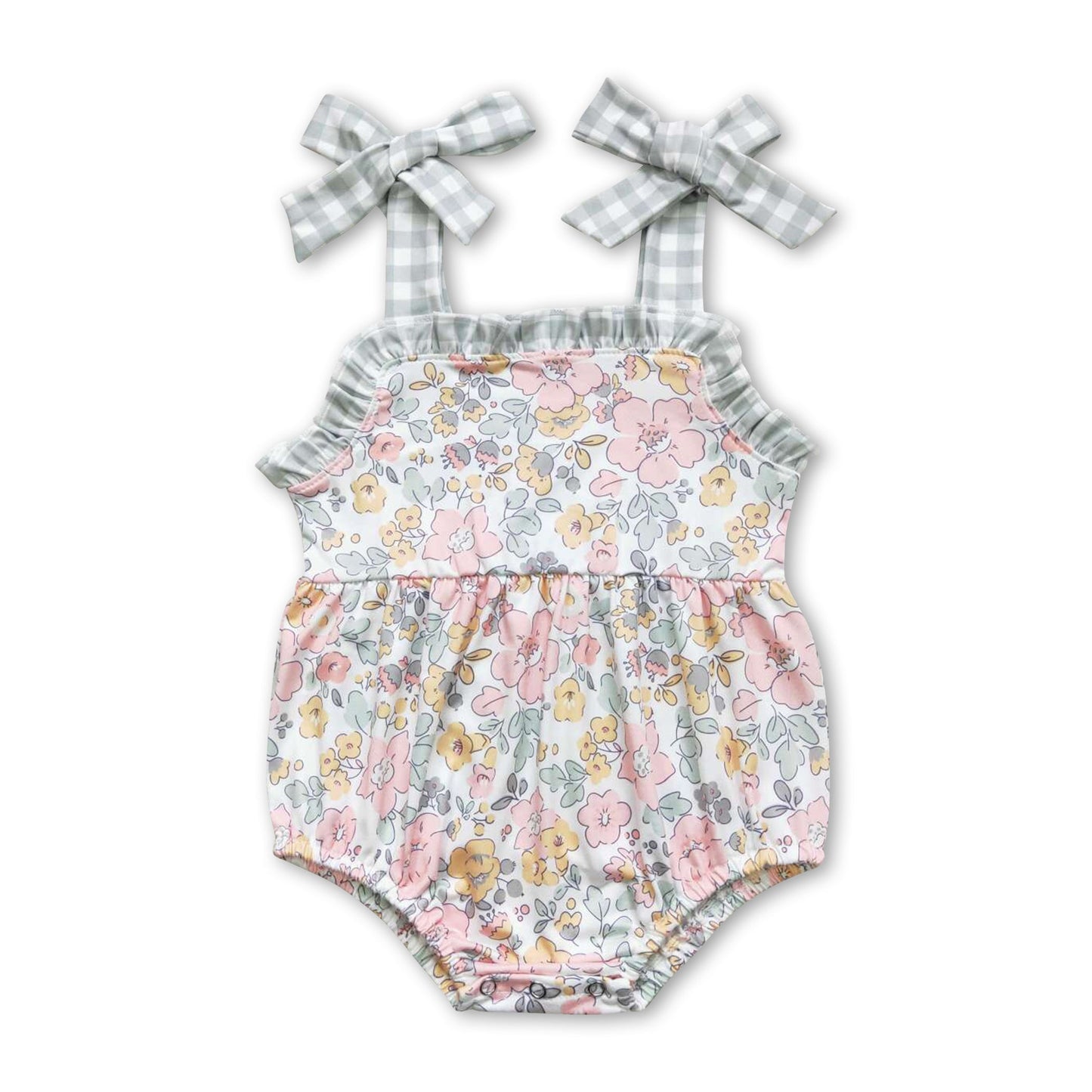 Karierter Hosenträger Blumen Baby Mädchen Sommer Strampler