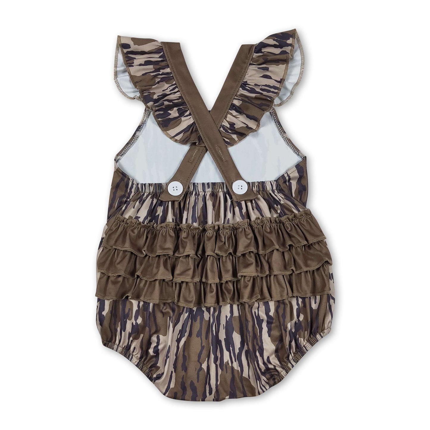 Strampler für Baby-Mädchen, Sommer, olivfarben, Camouflage, mit Rüschen