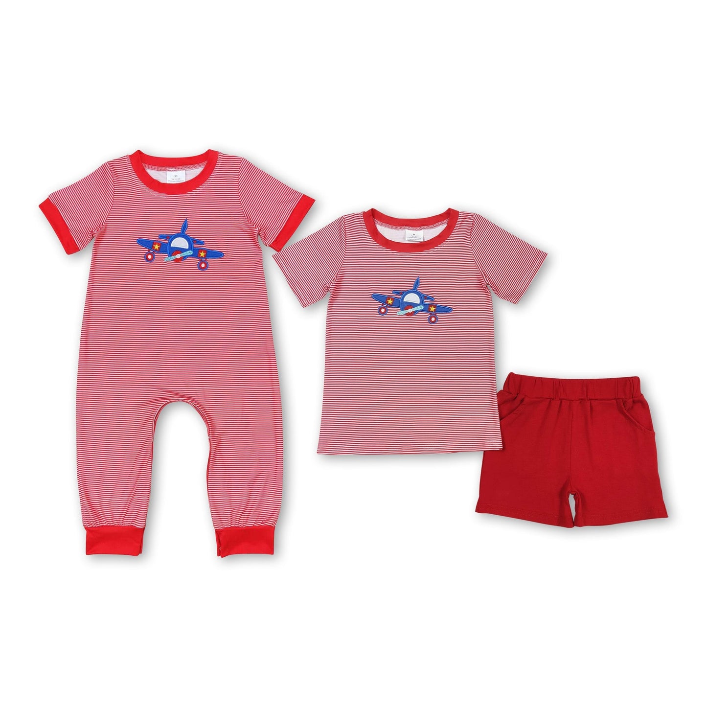 Kurzarm-Ringel-Helikopter-Baby-Jungen-Sommerstrampler