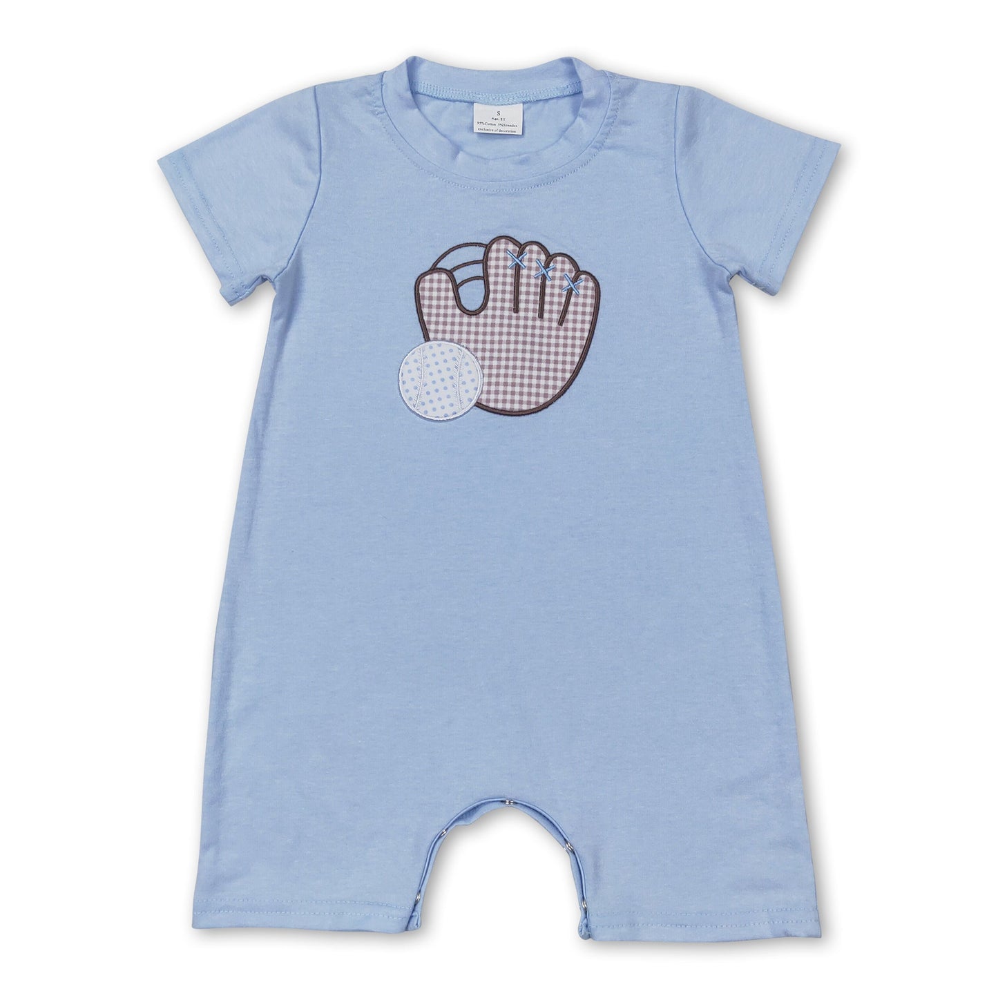 Hellblauer kurzärmeliger Baseball-Strampler für Baby-Jungen