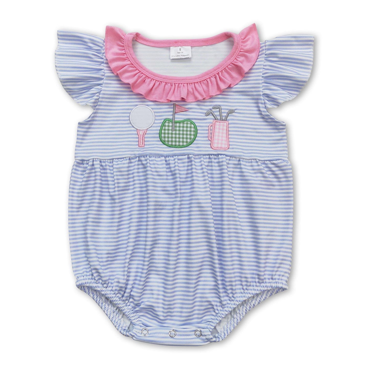 Strampler für Baby-Mädchen, Golf, gestreift, mit Flatterärmeln