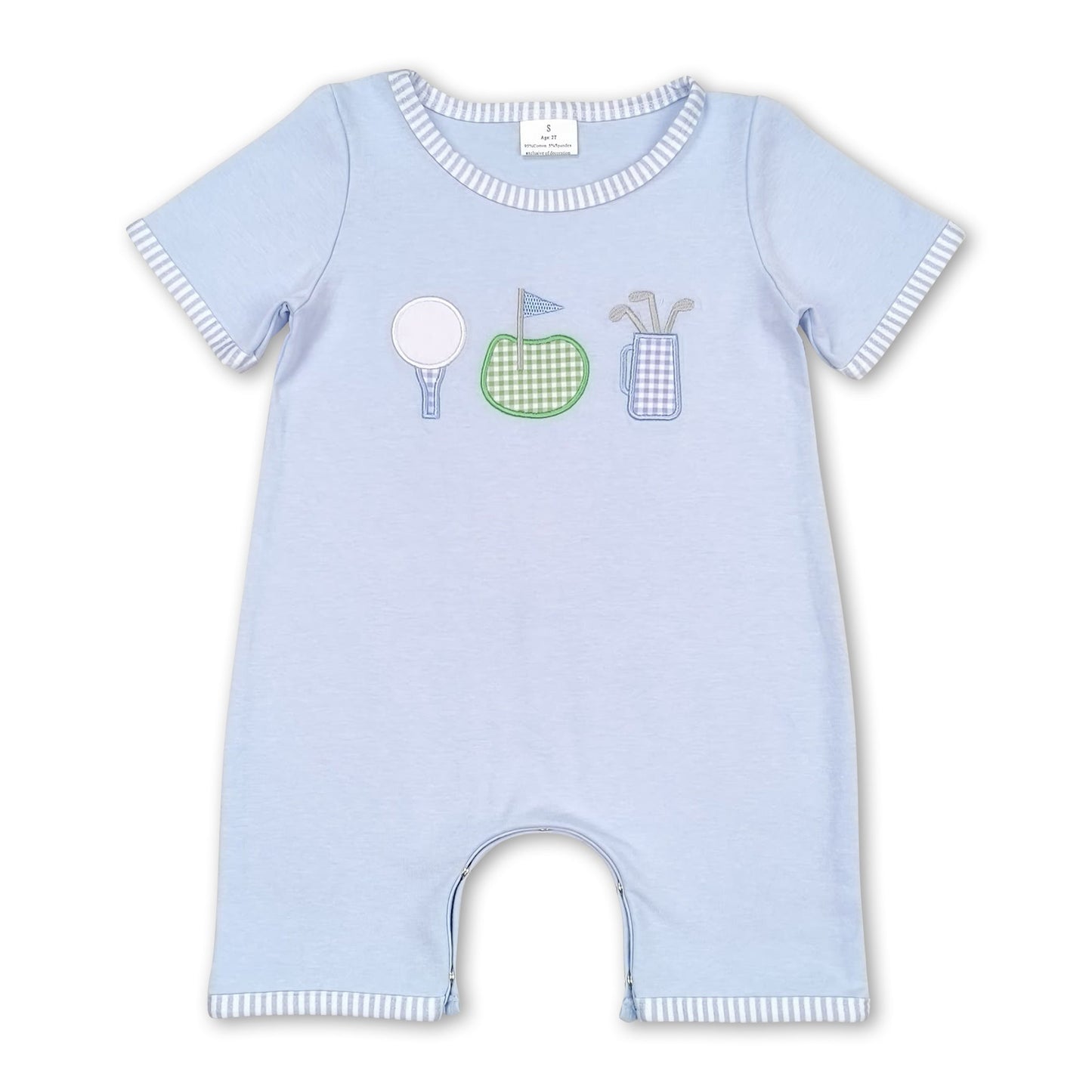 Hellblauer Strampler für Baby-Jungen mit kurzen Ärmeln im Golf-Look