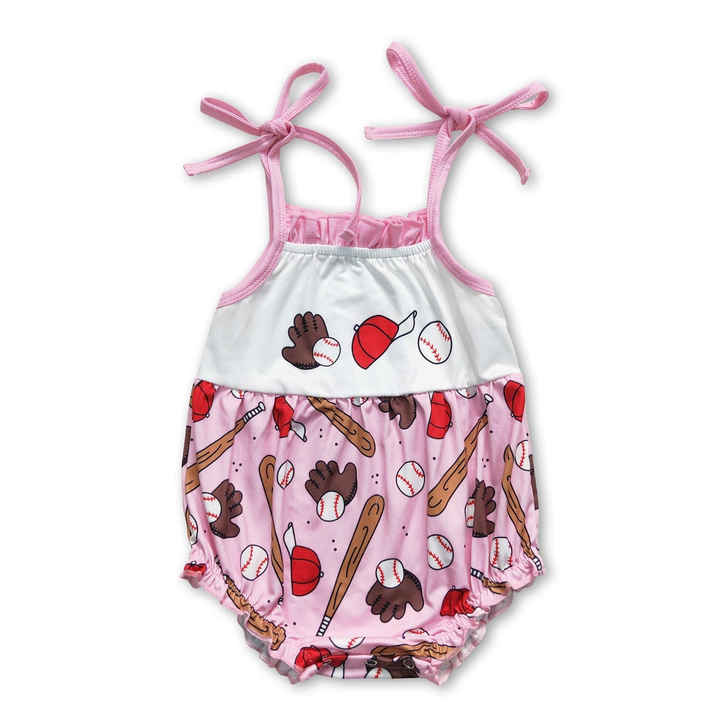 Rosa Träger Baseball Baby Mädchen Sommer Strampler