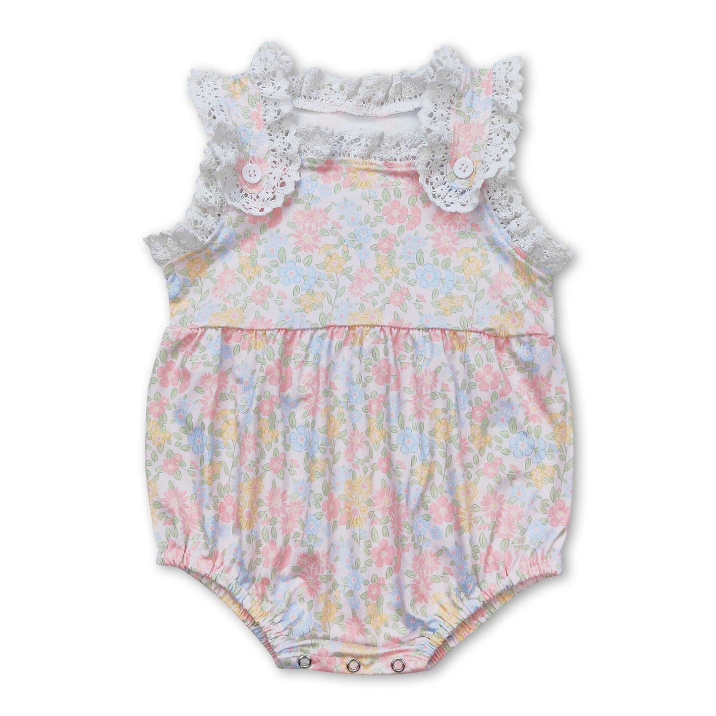 Ärmelloser gelber Baby-Strampler mit Blumenmuster für den Sommer