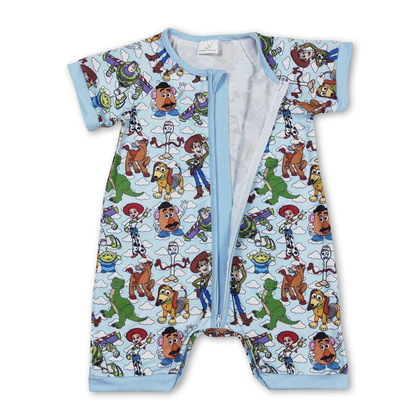 Kurzarm Strampler mit Reißverschluss für Babys und Kinder mit Spielzeughund-Motiv