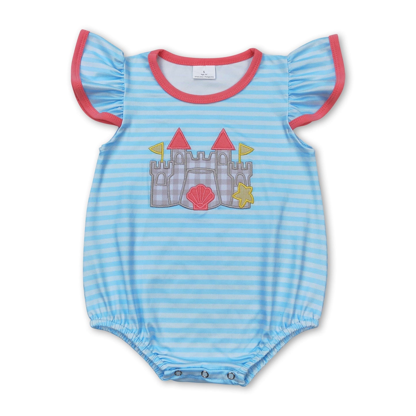 Strampler mit Rüschenärmeln und Streifenmotiv „Schloss“ für Baby-Mädchen